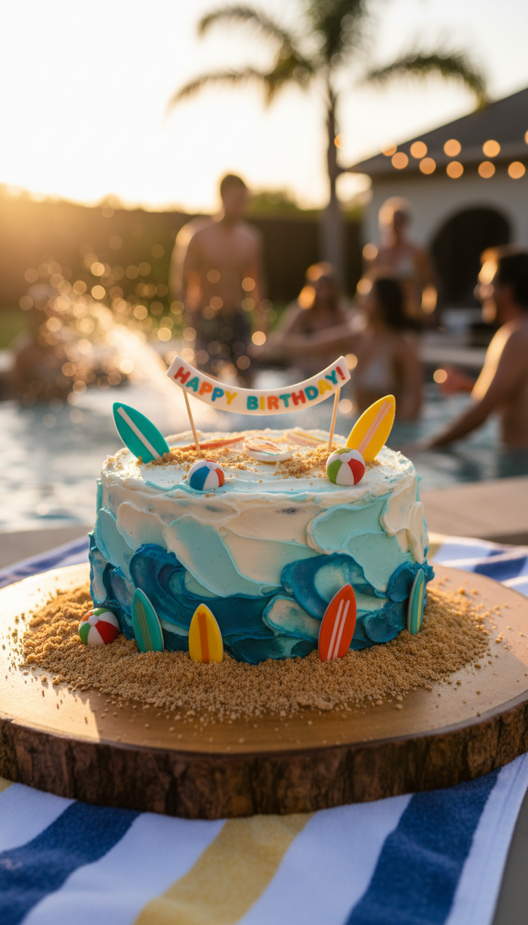 Surf's Up Beach Party Cake