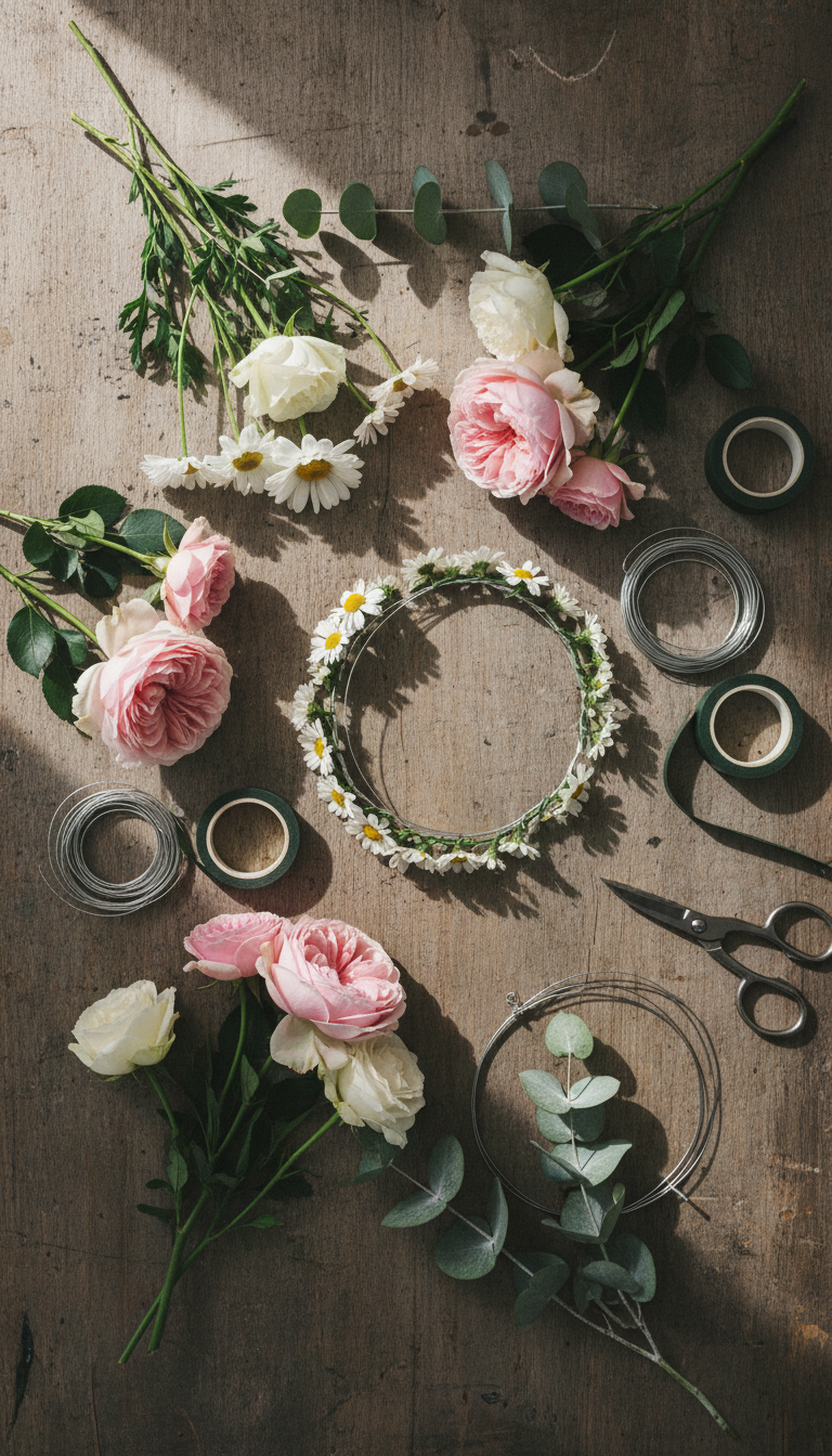 DIY Flower Crown Crafting Station