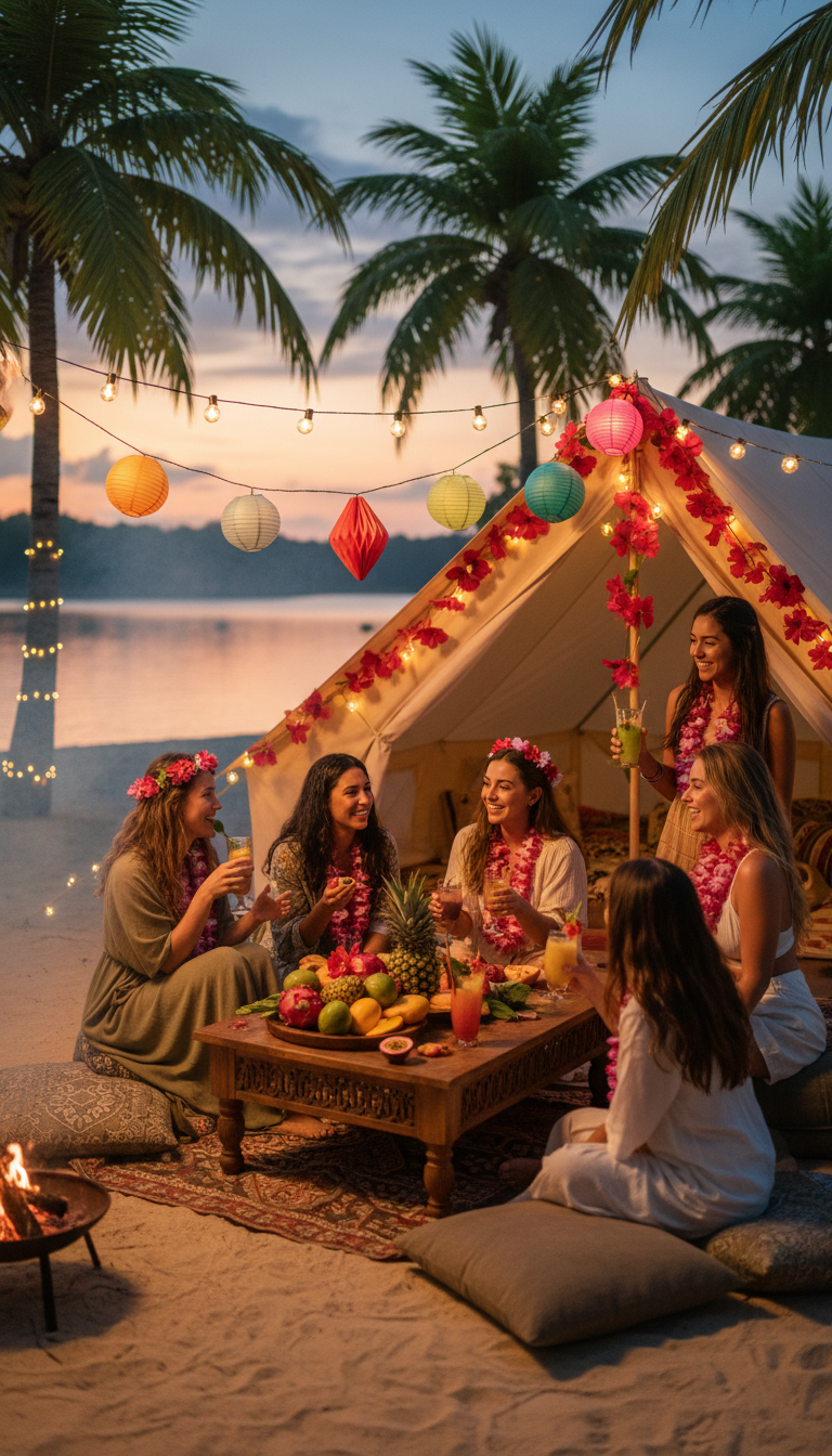 Tropical Oasis Camp: Hawaiian Luau under the Stars