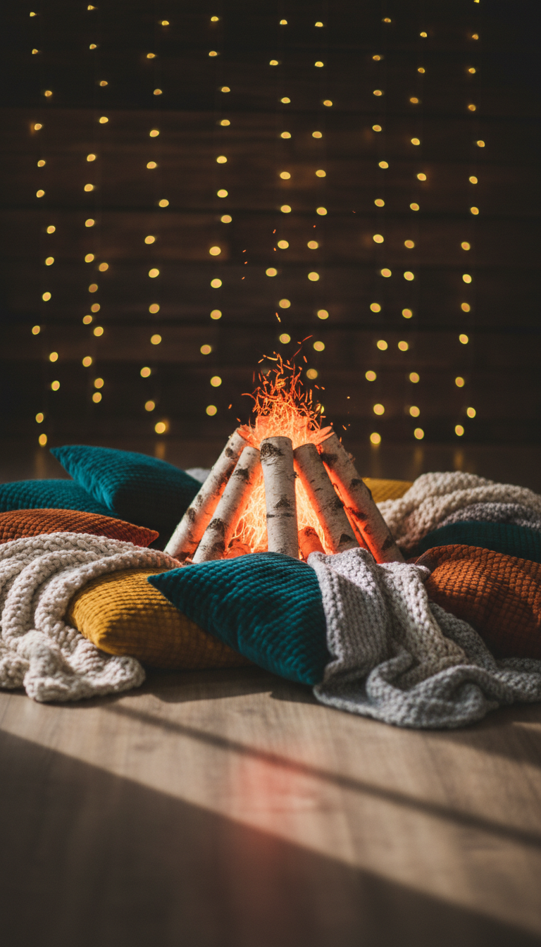 Cozy Indoor Campfire Nook