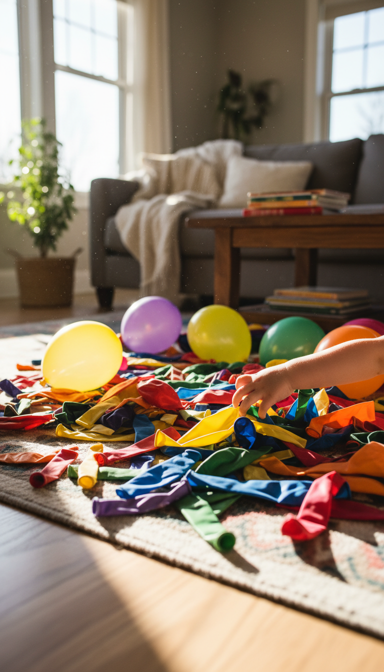 Playful Puddles: Balloons on the Floor
