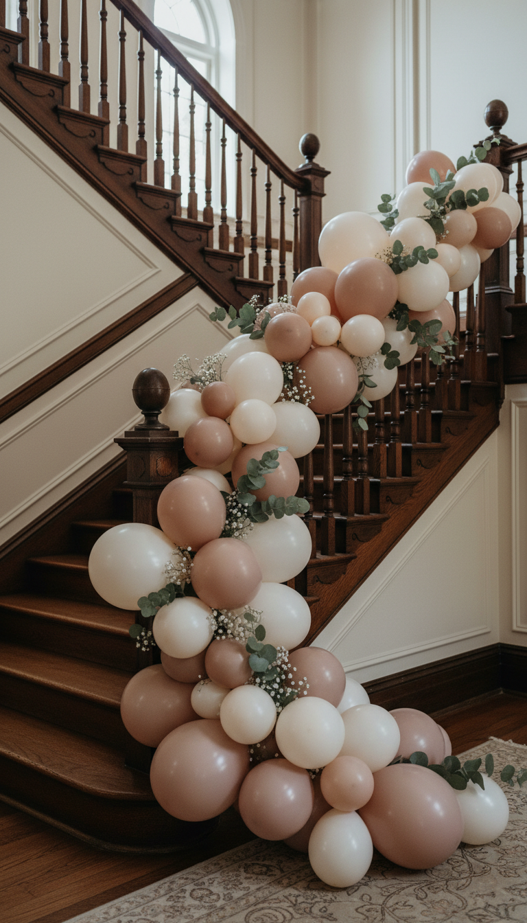 Dramatic Flourish: Staircase Balloon Swag