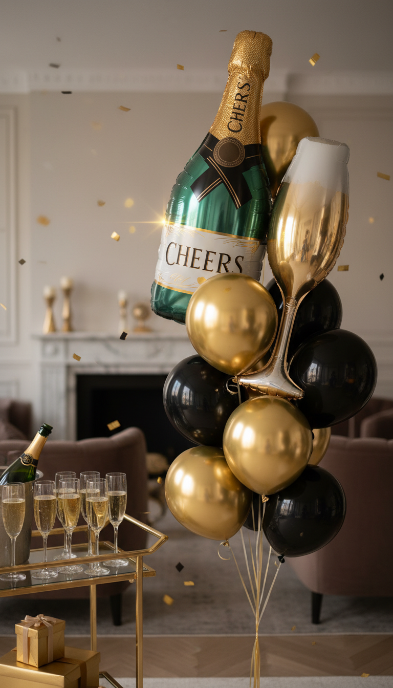 Champagne Bottle & Glass Foil Balloons