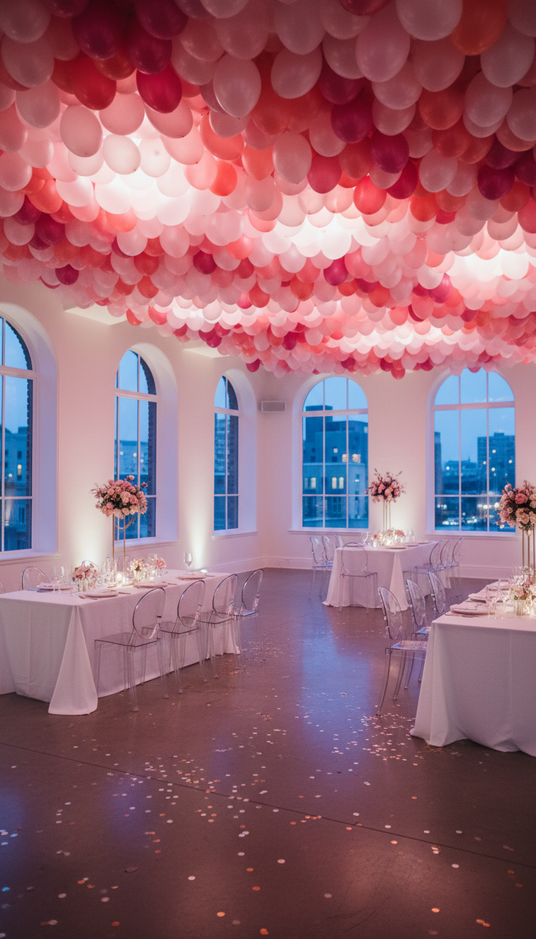 Ethereal Pink Cloud Balloon Ceiling