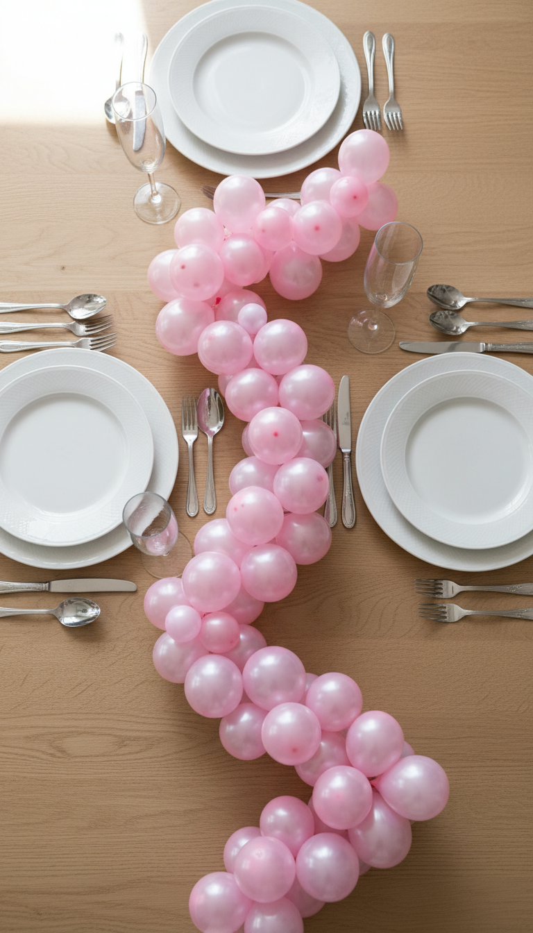 Charming Pink Balloon Table Runner