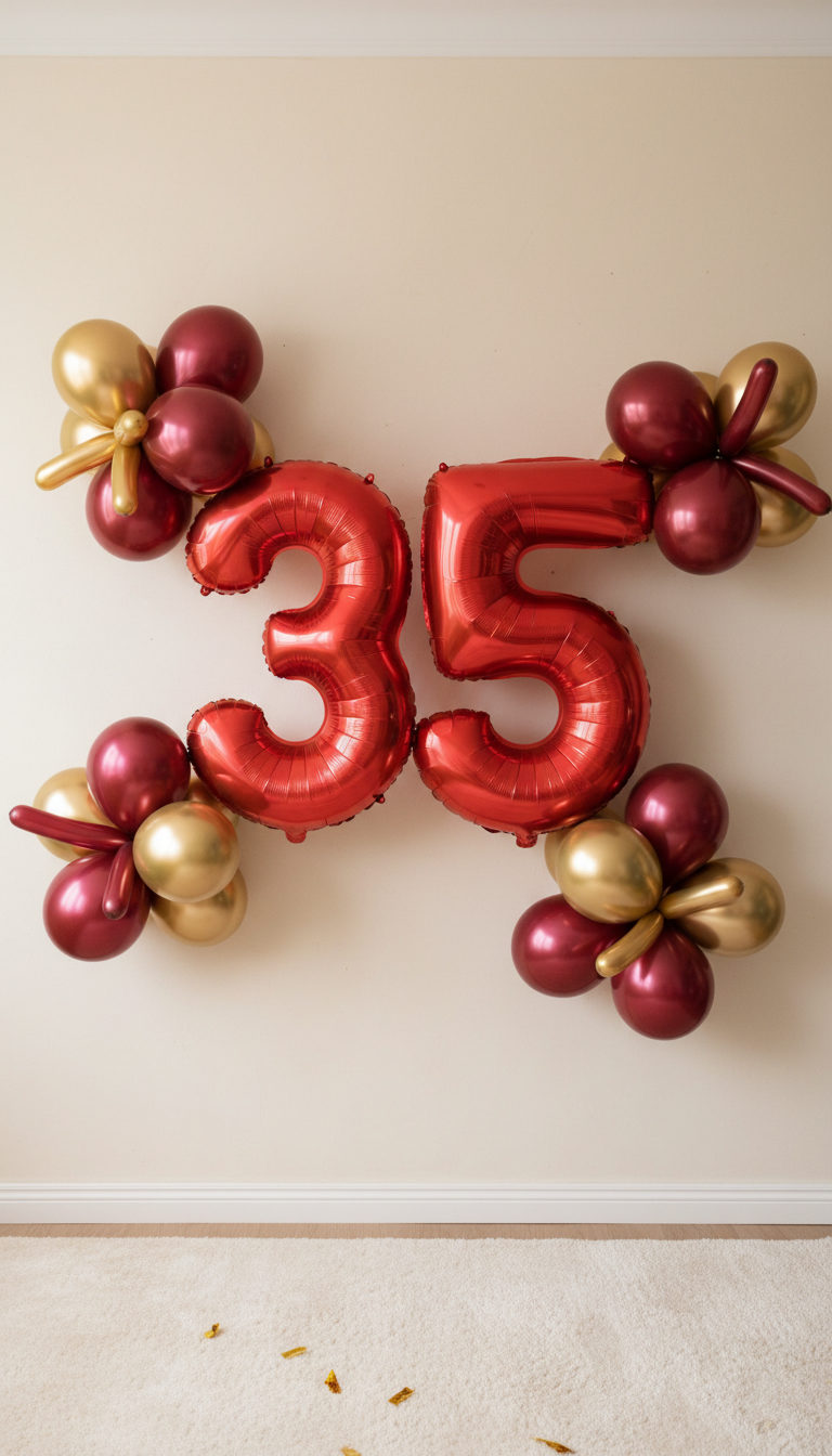 Giant Red Number Balloons Display