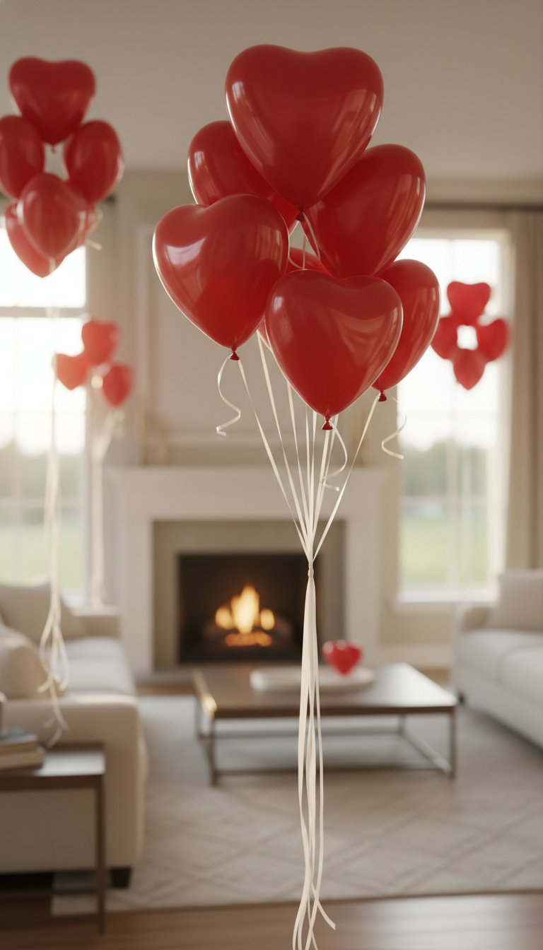 Romantic Heart-Shaped Red Balloon Bouquets
