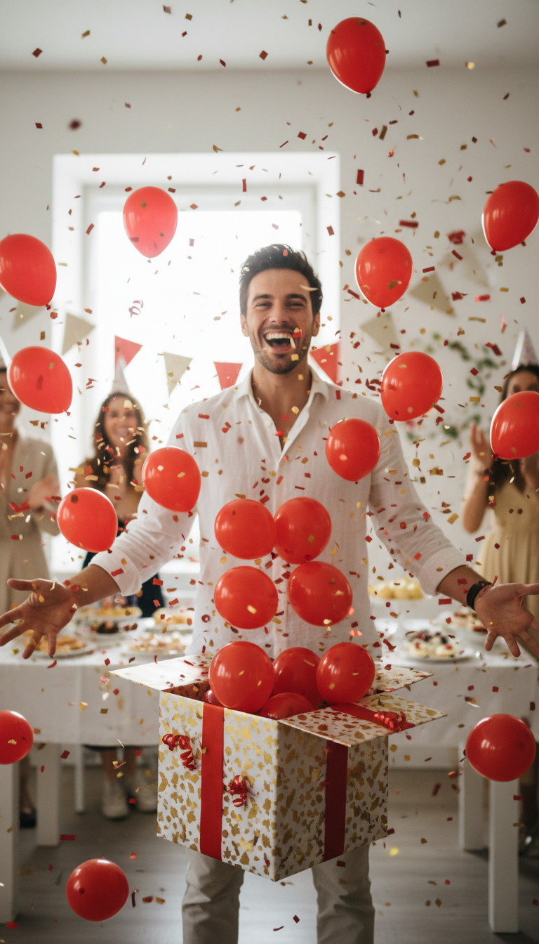 Surprise Exploding Red Balloon Box