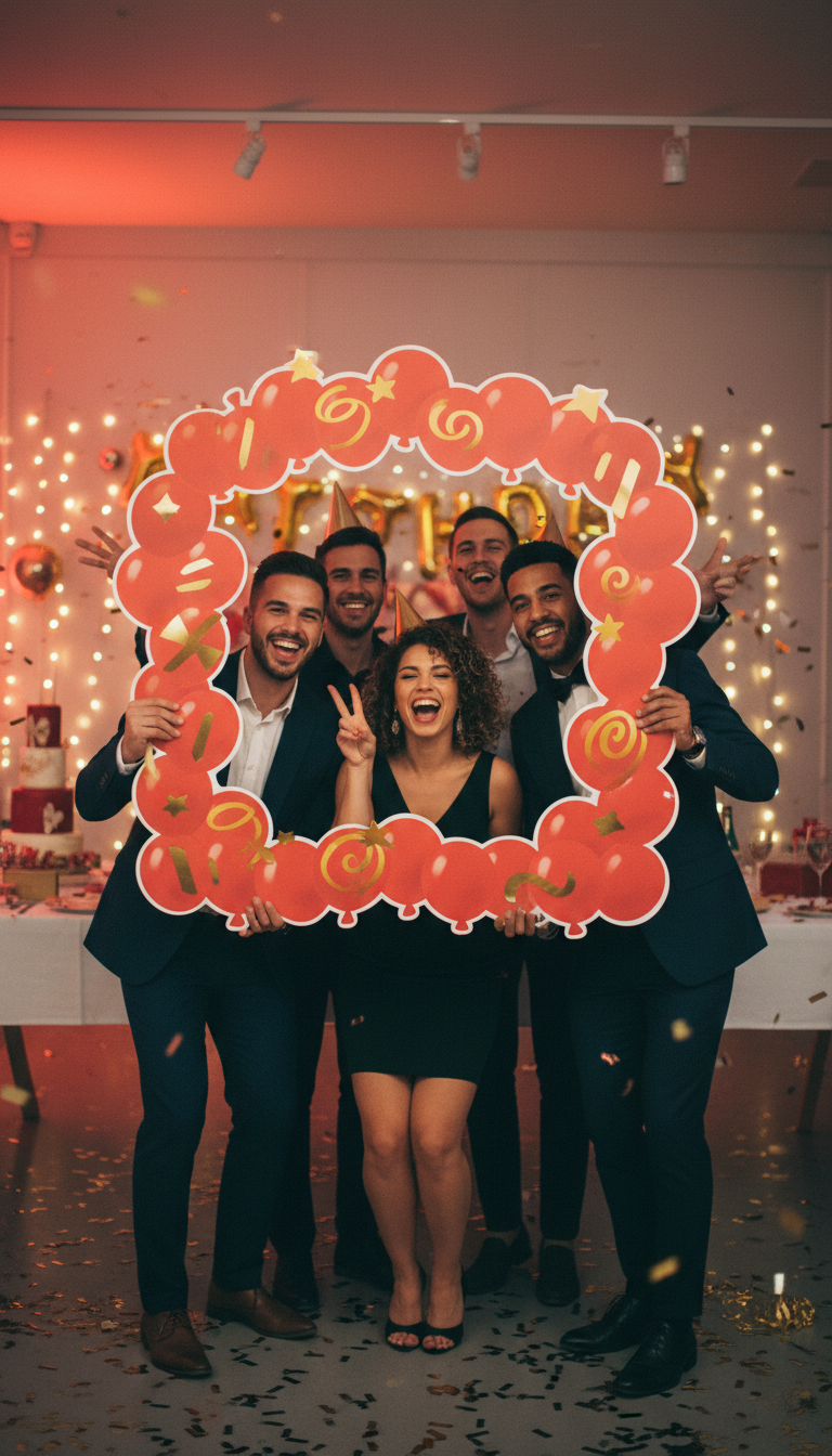 Interactive Red Balloon Photo Prop Frame